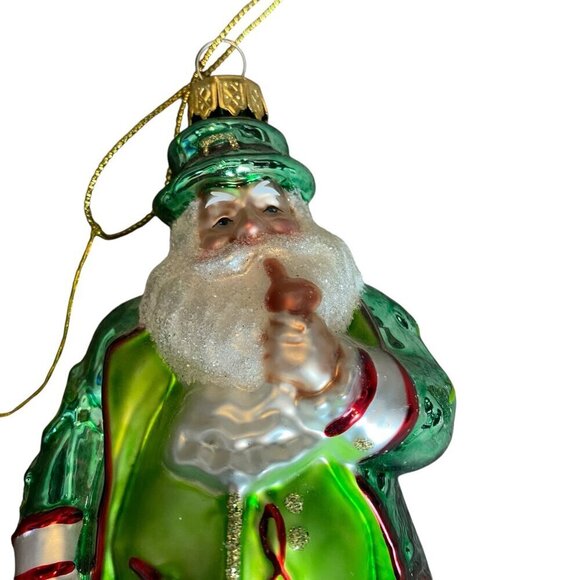 Kurt Adler IRISH SANTA CLAUS Smoking Pipe World of Santa Glass Ornament 107G - Picture 6 of 9